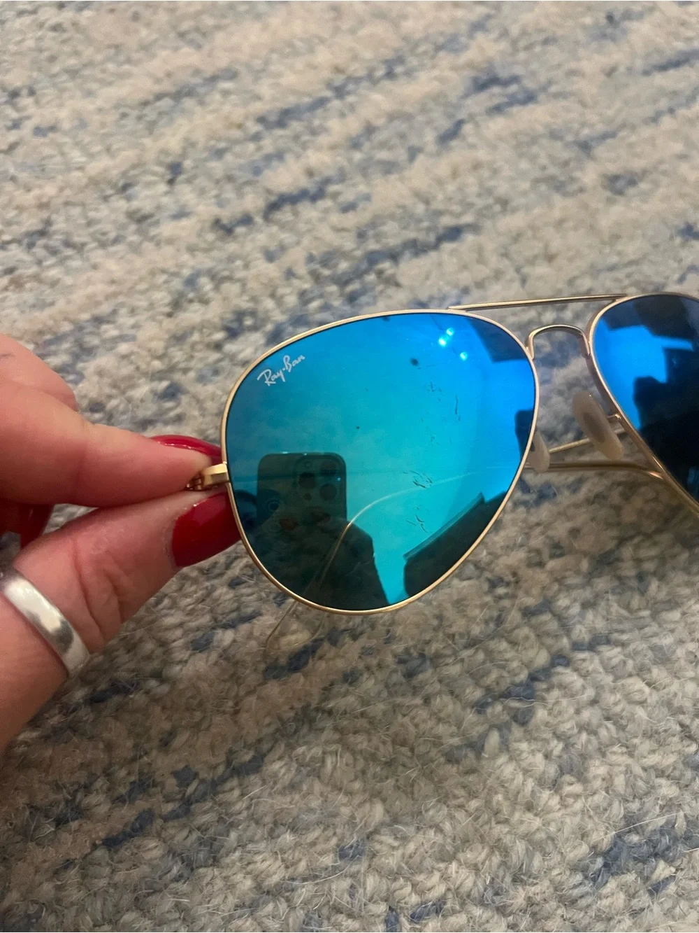 RayBan Aviator Sunglasses Blue Lenses